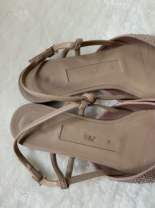 Sandalias Zara Brillantes Beige Talla 38