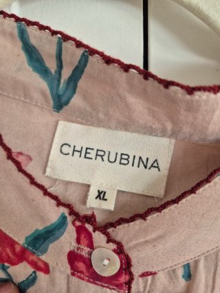 Blusa Cherubina Talla XL Flores Rosas