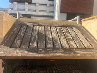 Mesa plegable madera y metal para balcon