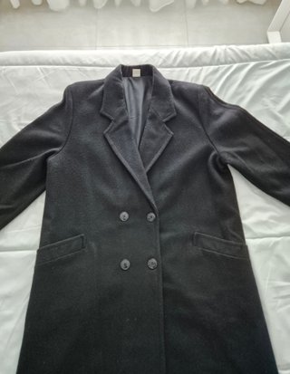 Abrigo Gabardina Negro Lana