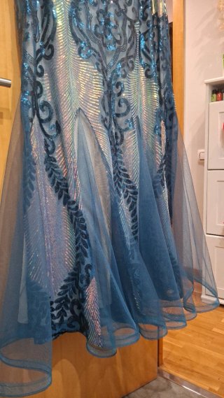 Vestido de fiesta lentejuelas azul y plata