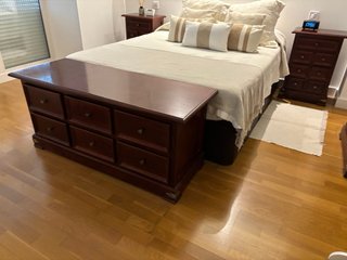 Mueble pie de cama madera 6 cajones