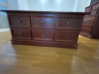 Mueble pie de cama madera 6 cajones