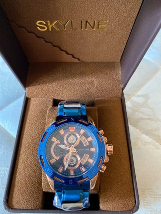 Reloj SKYLINE Azul y Dorado