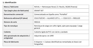 Remolque de transporte 1 eje