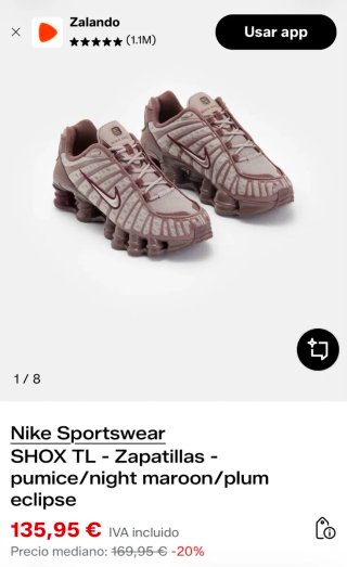Nike Shox TL Talla 41 Beige/Marrón