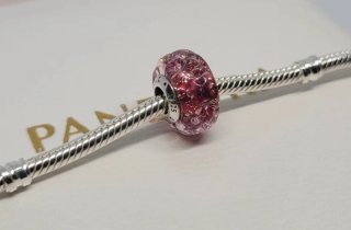 Charm Pandora Murano Rosa Fantasia Originale