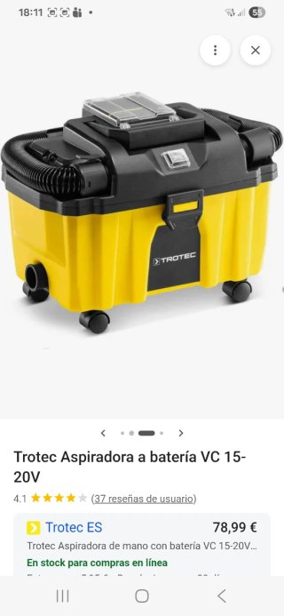 Aspirador Trotec VC 15-20V Batería. Con factura