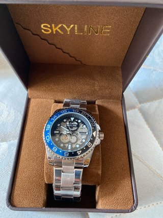 Reloj SKYLINE Esqueleto Azul y Plateado