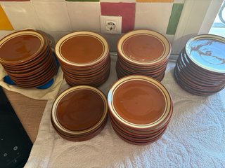 69 platos de barro para bar/restaurante (juego)