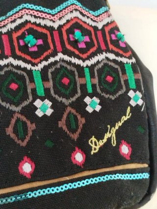 Borsa Desigual Camoscio Verde Ricami