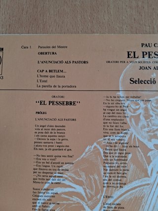 Disco vinilo Pau Casals - El Pessebre (1978)