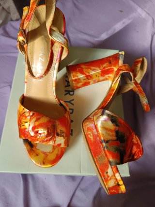 Zapatos tacón y bolso Marypaz naranja/rojo T39
