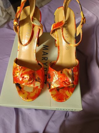 Zapatos tacón y bolso Marypaz naranja/rojo T39