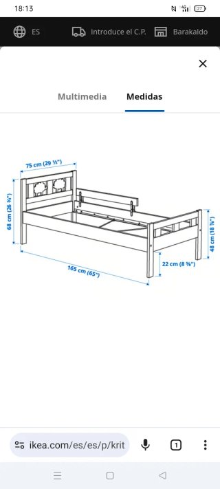 Cama infantil Ikea + colchón con funda