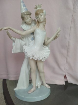 Figura porcelana Lladro Bailarina y Arlequín