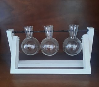 Set 3 Ampolle Vetro con Supporto Legno