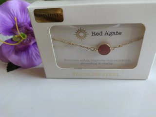 Bracciale Agata Rossa Acciaio Dorato