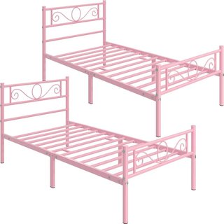Set di 2 Struttura Letto Singolo in Ferro Battuto a Doghe