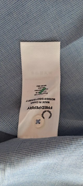 Camisa Fred Perry Azul Manga Corta