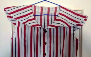 Vestido vintage años 90 cuello babero rayas