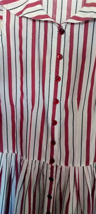 Vestido vintage años 90 cuello babero rayas