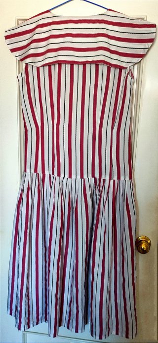 Vestido vintage años 90 cuello babero rayas