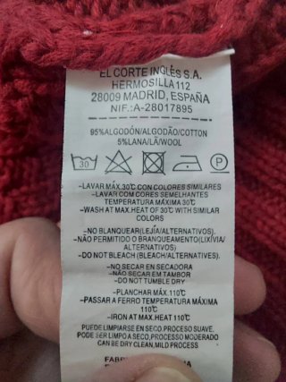 Jersey Rebeca Larga Mujer Rojo Talla 16 años.
