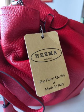 Borsa Heema Luxury vera pelle artigianale rossa.