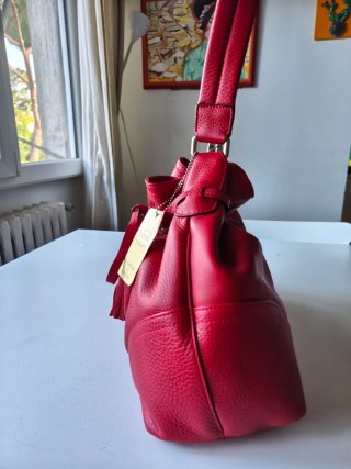 Borsa Heema Luxury vera pelle artigianale rossa.