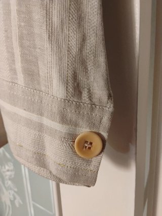 Chaqueta Lino Rayas Doradas Cinturón