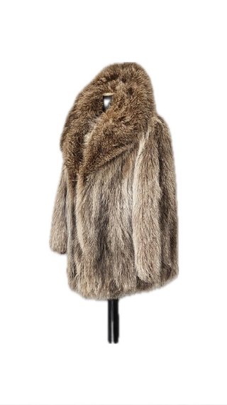 Elegante abrigo de zorro natural peleteria Perla
