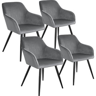 Sedia Marilyn effetto velluto, gambe nere · Metallo · Sedie