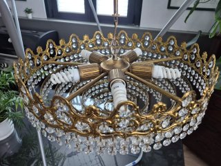 Lámpara de techo de cristal dorada