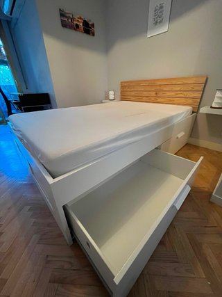 Cama BRIMNES Ikea Blanca con Cajones