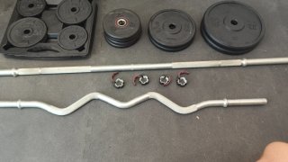 Juego Pesas Musculación Mancuernas y Barras