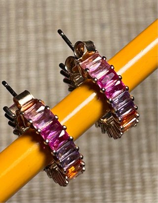 Pendientes aro baño oro rosa circonitas multicolor