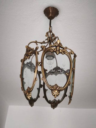 Lámpara de bronce con cristal tallado