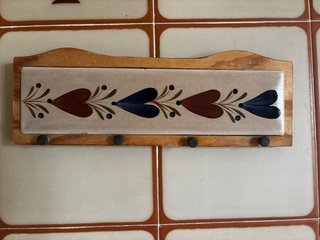 Perchero vintage madera y cerámica