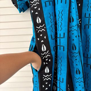 Vestido africano Wax azul y negro