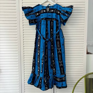Vestido africano Wax azul y negro