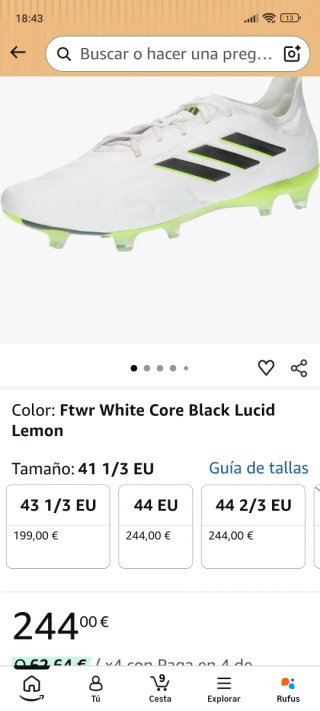 Botas de fútbol Adidas Copa pure.1 fg  n°44