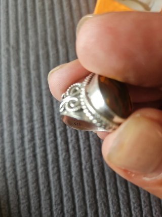 Anillo Plata 925 con Piedra Amarilla Ovalada
