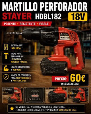 Martillo Perforador Stayer HDBL182 18V