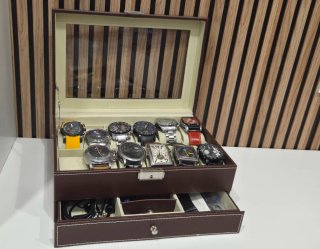 Espositore per Orologi in Pelle Marrone