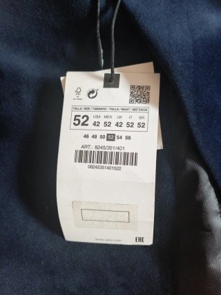 Americana Zara Slim Fit Talla 52 (equiv. 48/50)