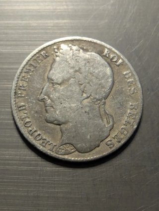 Bélgica 1/2 Franco 1844 plata