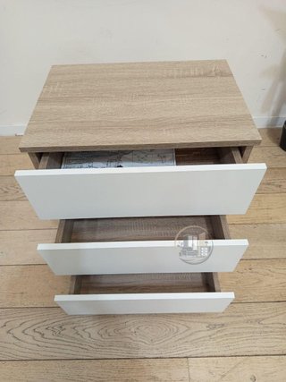 Mesita de Noche Moderna (Blanco/Madera)