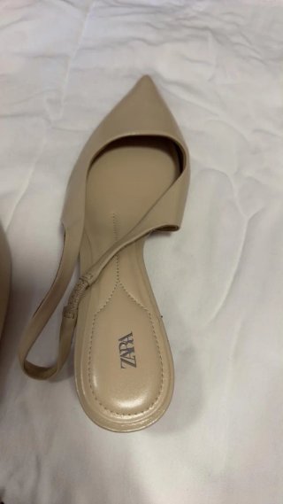 Tacones Zara Beige Slingback Puntiagudos