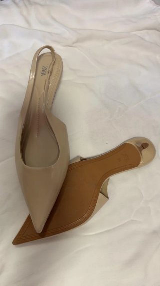 Tacones Zara Beige Slingback Puntiagudos